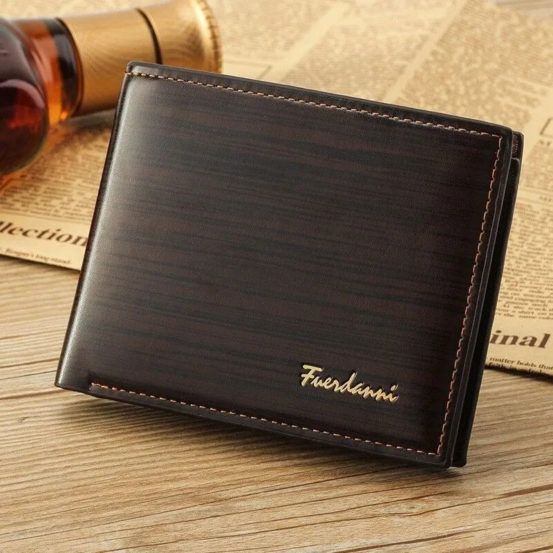 Men's Genuine Leather Bifold Wallet - Slim Credit Card Holder & ID Billfold