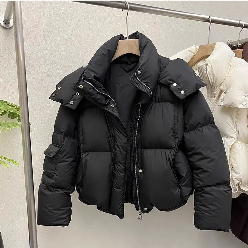 Women's 90% White Duck Down Jacket - Warm
Hooded Winter Puffy Coat