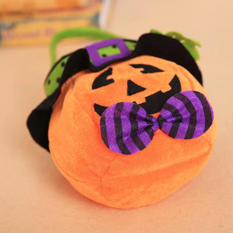Halloween Witch Pumpkin Tote Candy Bag with Decorative Props