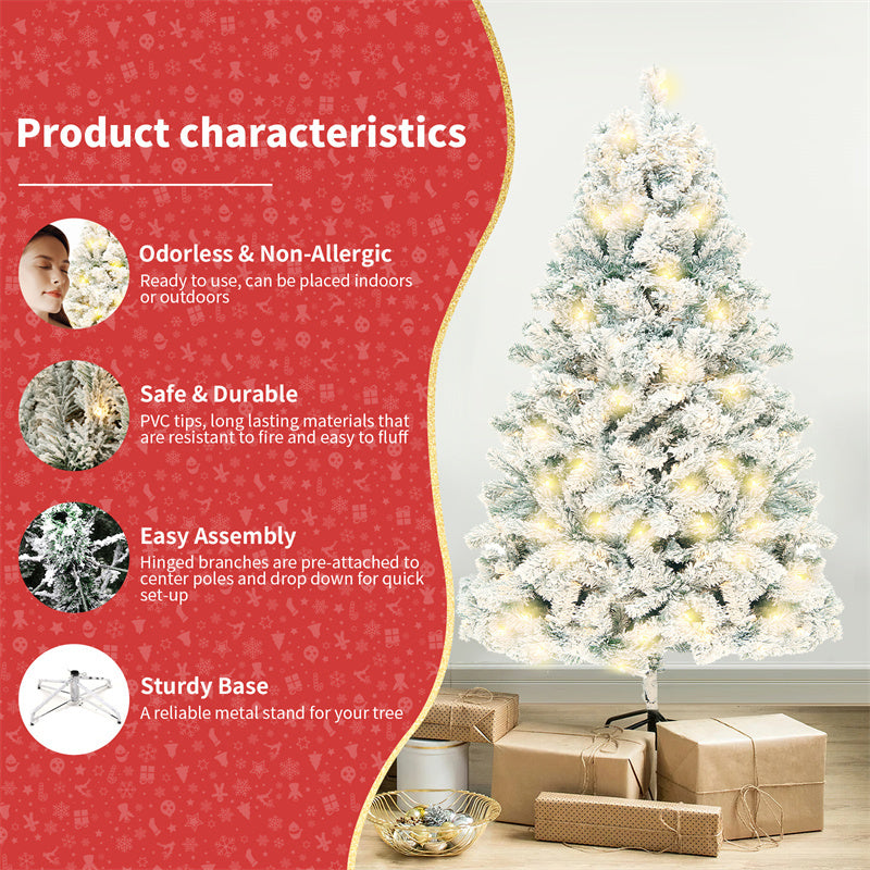 Artificial Christmas Tree with Snow - PVC Holiday Tree with Stand for Home & Store Decoration