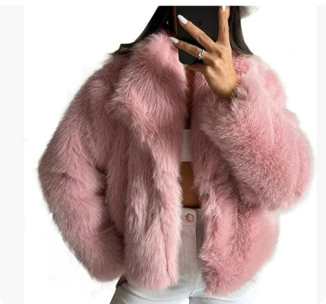 Winter Plush Faux Fur Coat - Women's
Warm Lapel Jacket (S-XXL)