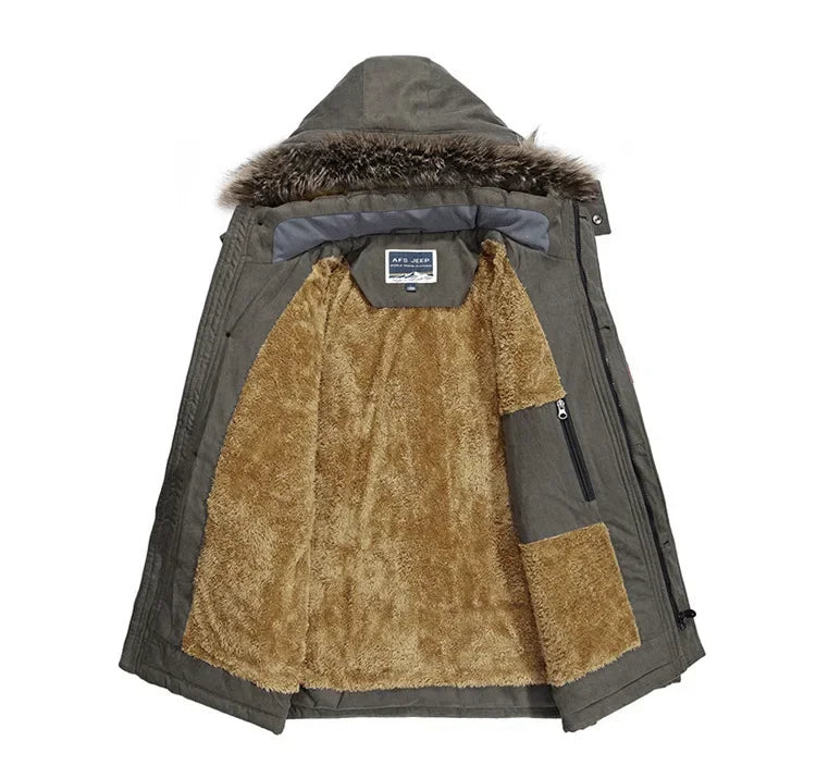 Men's Winter Down Parka - Thick Warm Multi-Pocket Jacket with Hood (Up to 7XL)