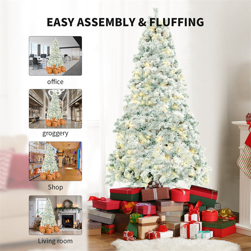 Artificial Christmas Tree with Snow - PVC Holiday Tree with Stand for Home & Store Decoration