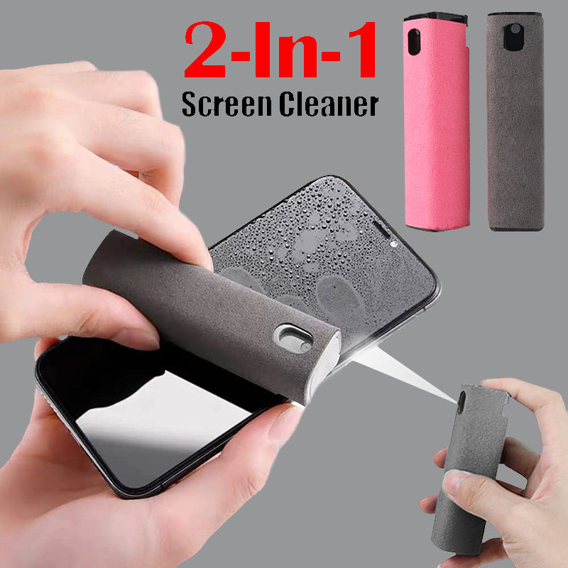 2-in-1 Portable Screen Cleaner Spray with Microfiber Wipe for Phone, Tablet & Laptop