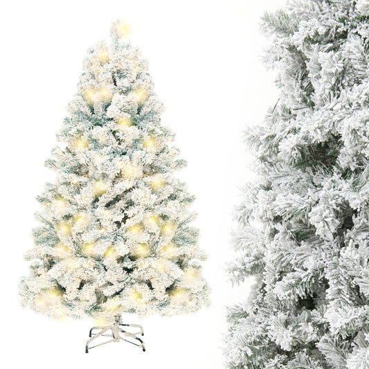 Artificial Christmas Tree with Snow - PVC Holiday Tree with Stand for Home & Store Decoration