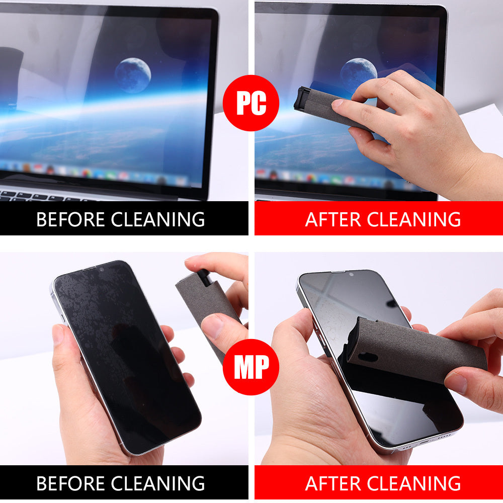 2-in-1 Portable Screen Cleaner Spray with Microfiber Wipe for Phone, Tablet & Laptop