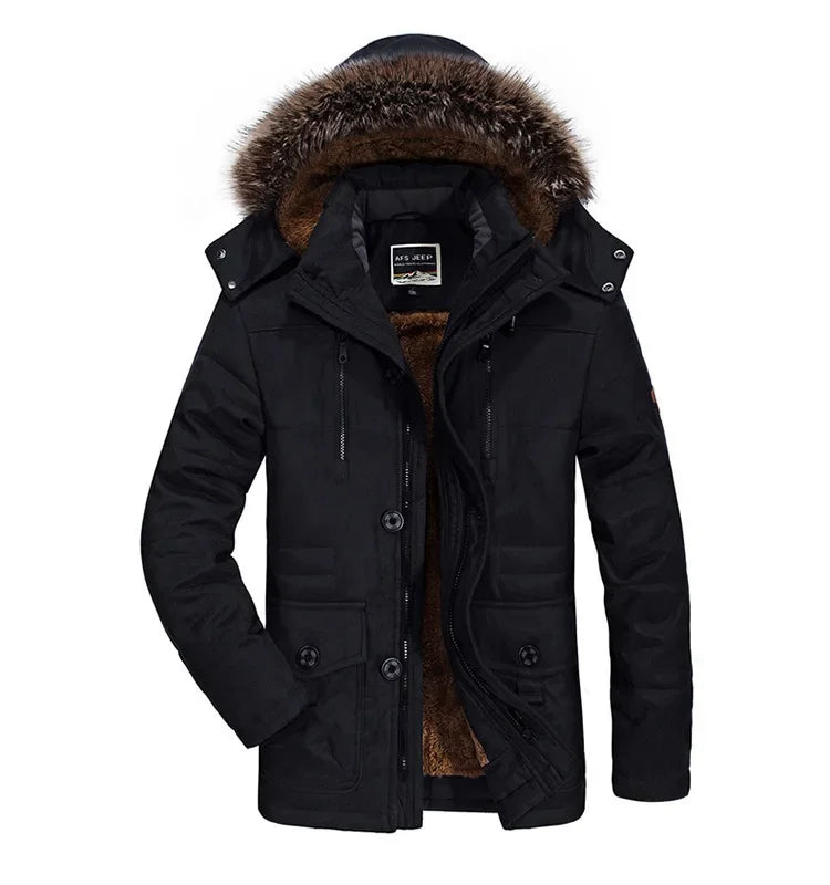 Men's Winter Down Parka - Thick Warm Multi-Pocket Jacket with Hood (Up to 7XL)