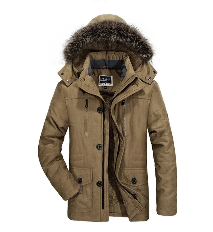 Men's Winter Down Parka - Thick Warm Multi-Pocket Jacket with Hood (Up to 7XL)