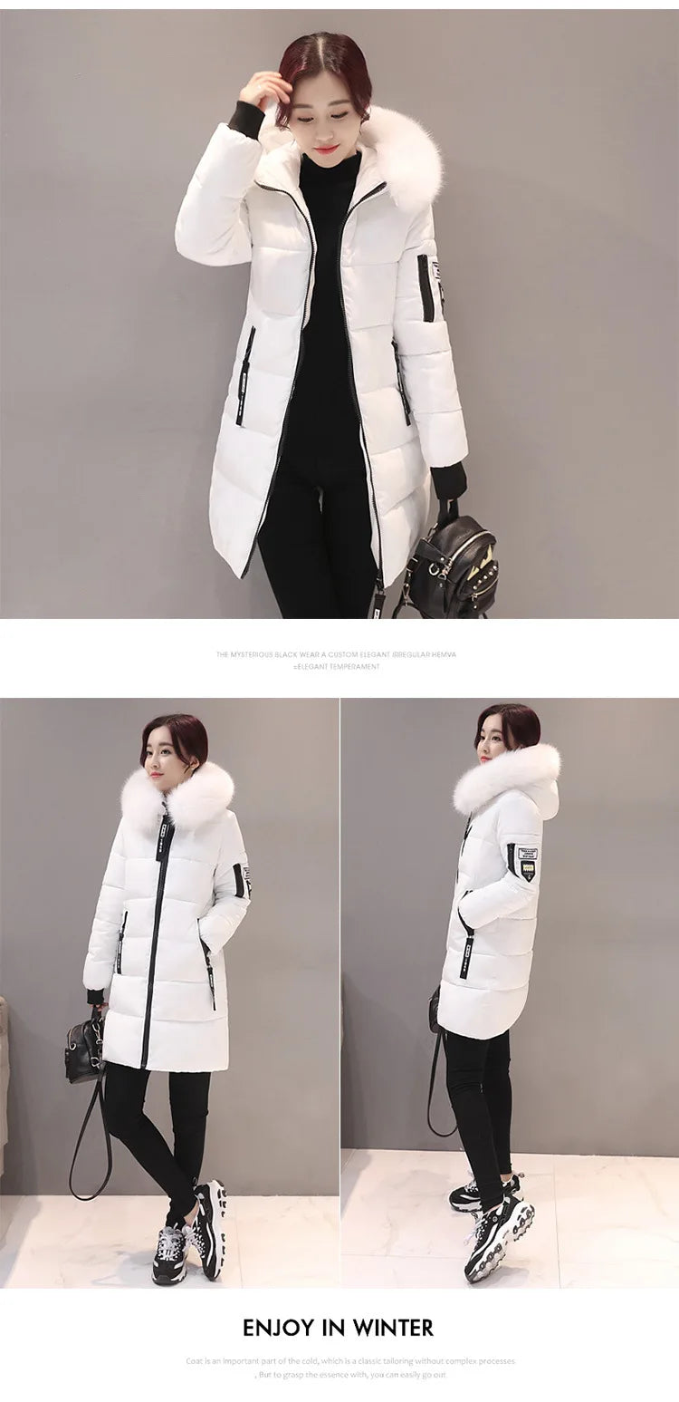 2025 Women's Winter Parka - Long Cotton Fur
Hooded Slim-Fit Jacket