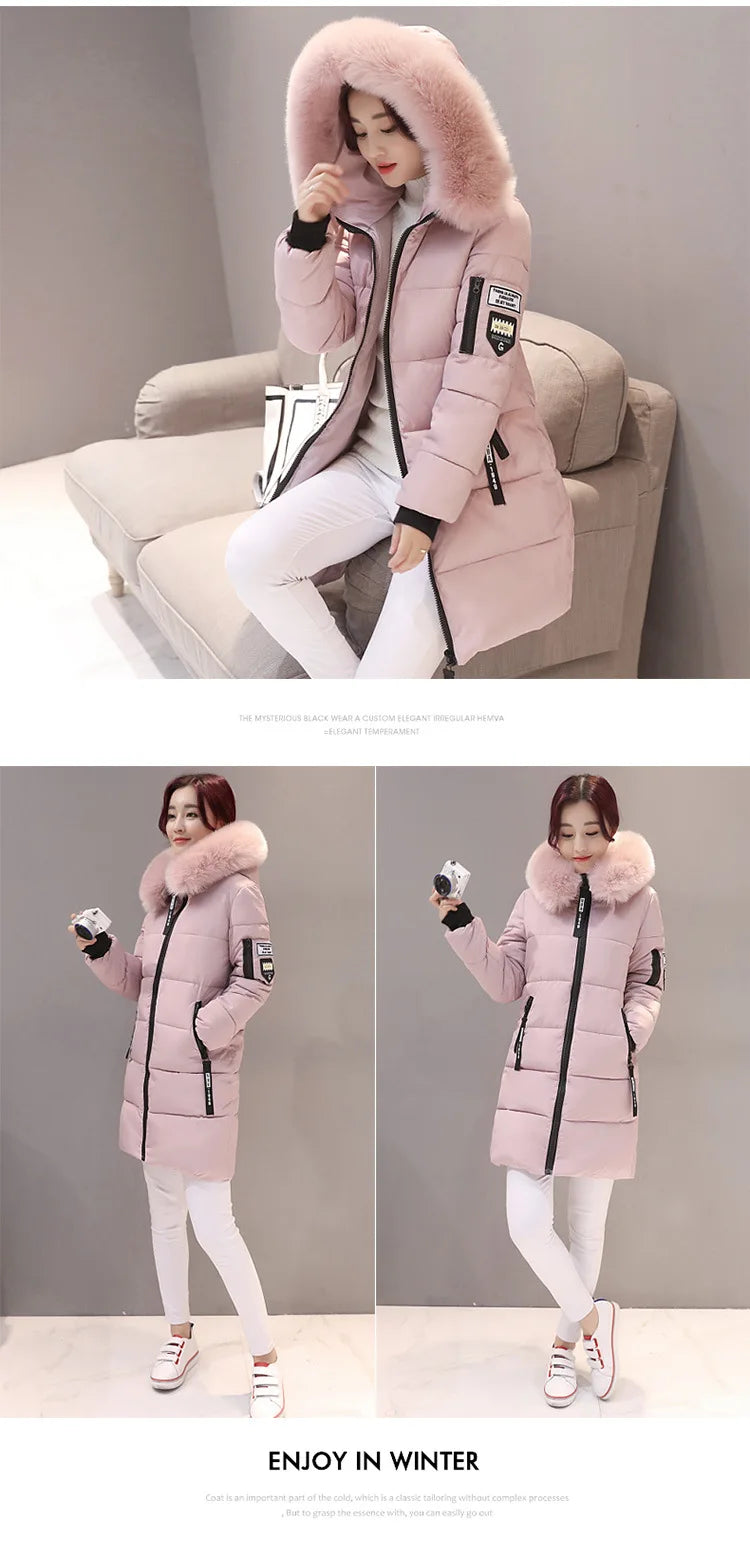 2025 Women's Winter Parka - Long Cotton Fur
Hooded Slim-Fit Jacket