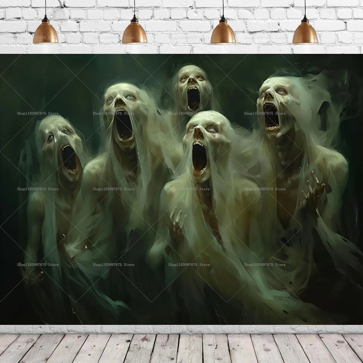 Halloween Party Decorations Backdrop Horror Zombie Mist Blood Handprint Photography Background Home Wall Decor Banner Props