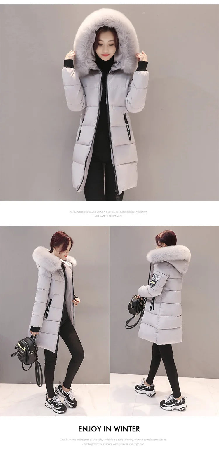 2025 Women's Winter Parka - Long Cotton Fur
Hooded Slim-Fit Jacket