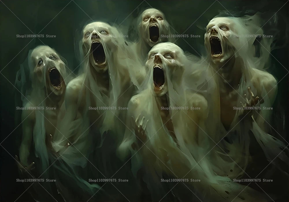 Halloween Party Decorations Backdrop Horror Zombie Mist Blood Handprint Photography Background Home Wall Decor Banner Props