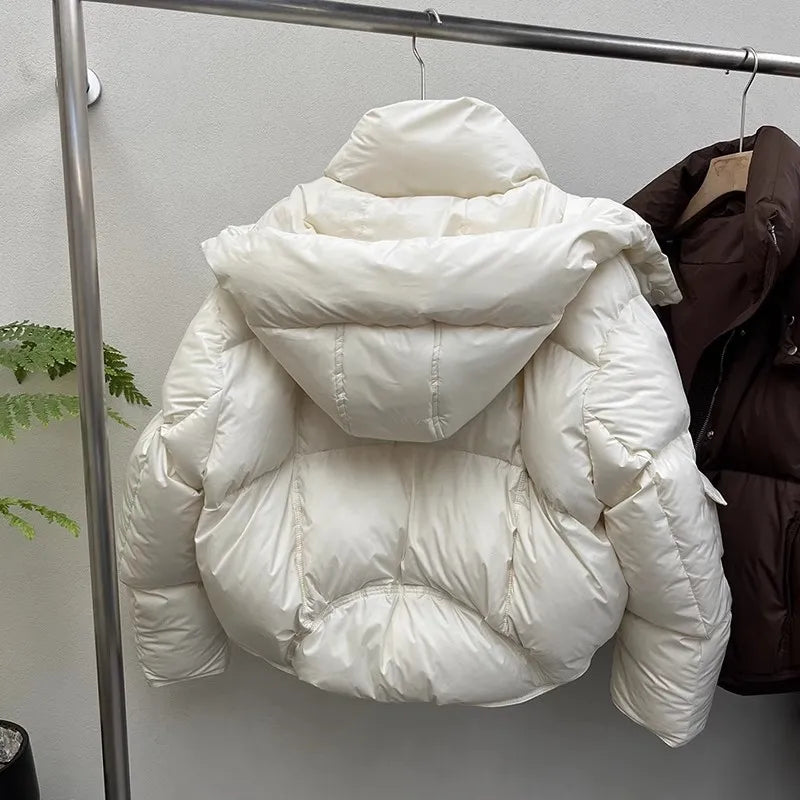 Women's 90% White Duck Down Jacket - Warm
Hooded Winter Puffy Coat