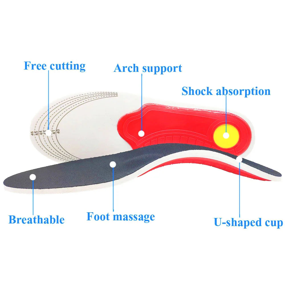 Orthopedic Arch Support Insoles - Flatfoot Relief, Comfort Cushion & Shock Absorption