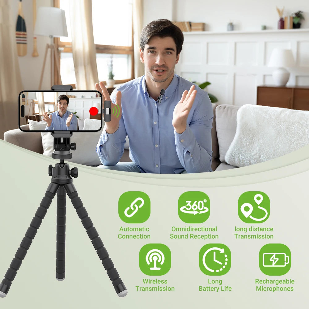 Basix Wireless Lavalier Microphone - Portable Clip-on Mic for iPhone & Android (2.4G)