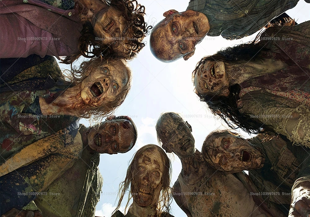 Halloween Party Decorations Backdrop Horror Zombie Mist Blood Handprint Photography Background Home Wall Decor Banner Props