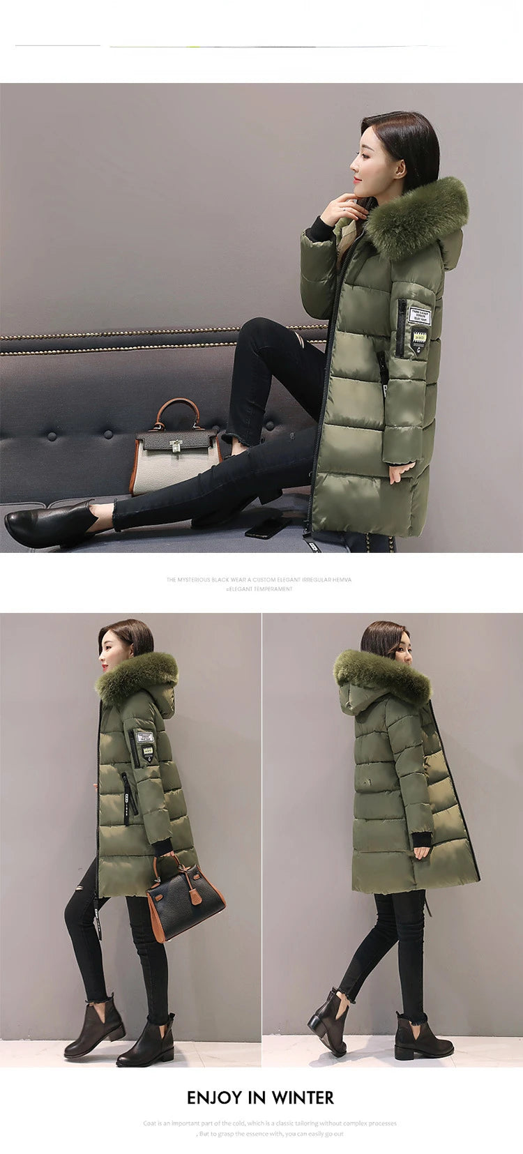 2025 Women's Winter Parka - Long Cotton Fur
Hooded Slim-Fit Jacket