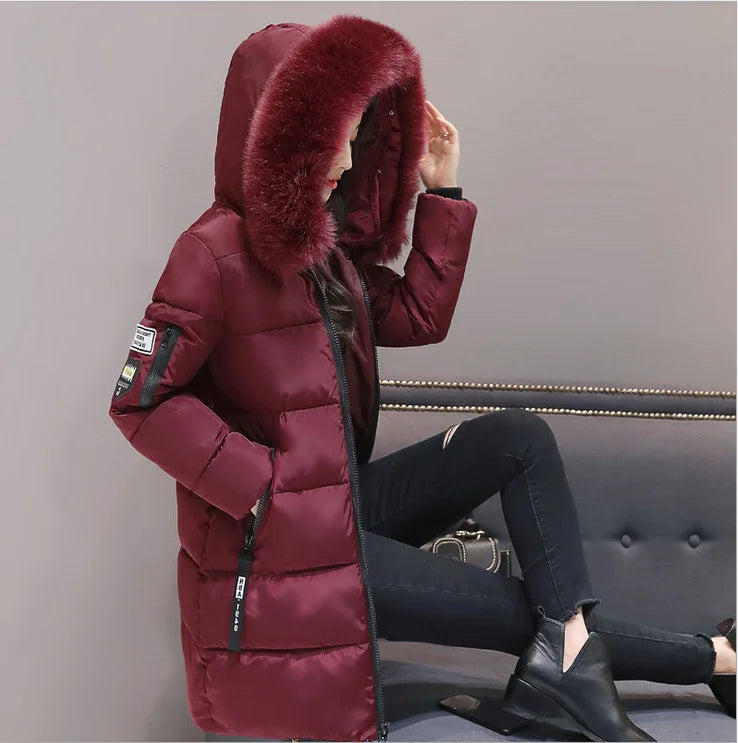 2025 Women's Winter Parka - Long Cotton Fur
Hooded Slim-Fit Jacket