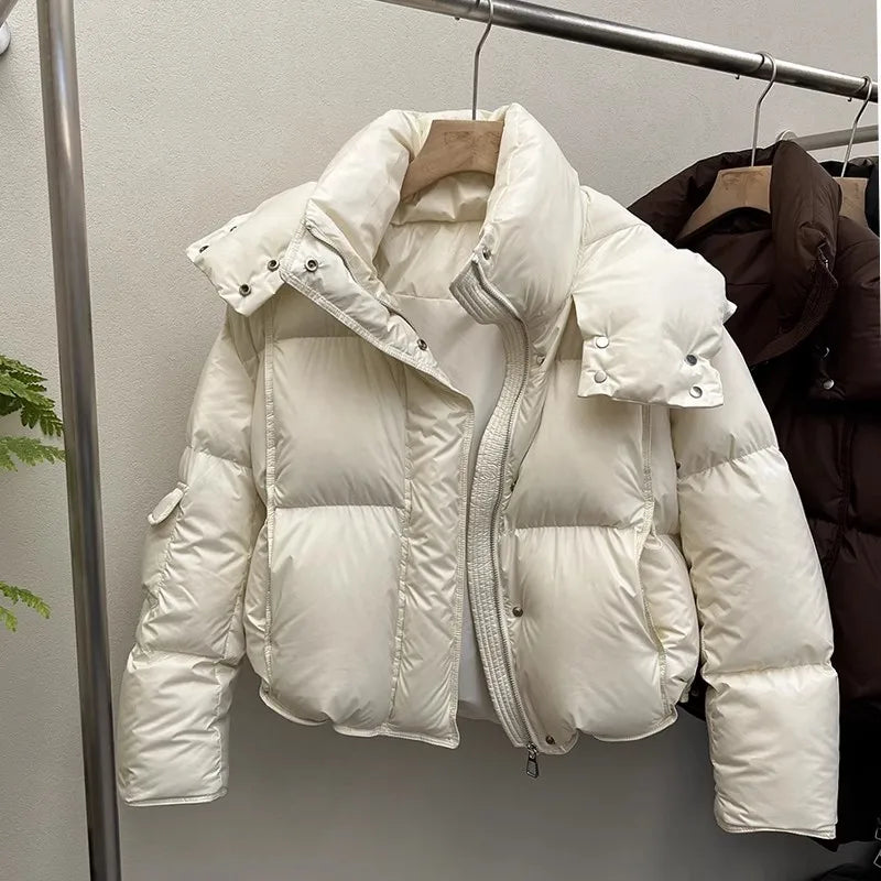 Women's 90% White Duck Down Jacket - Warm
Hooded Winter Puffy Coat