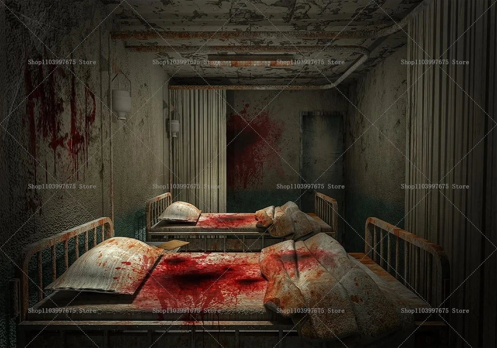 Halloween Party Decorations Backdrop Horror Zombie Mist Blood Handprint Photography Background Home Wall Decor Banner Props