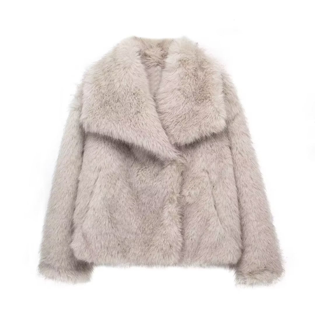 Winter Plush Faux Fur Coat - Women's
Warm Lapel Jacket (S-XXL)